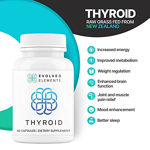Evolved Elements Raw Grass-Fed Desiccated Bovine Thyroid - Thyroid Support for Women Evolved Elements