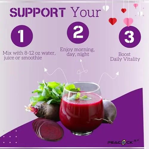 Peacock Max Superfoods Blend Immunity Support Vegan Gluten Free (Beets Nitric Oxide B12 Powder, 1 Pack)