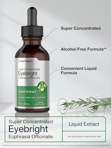 Eyebright Herb Supplement | 2 fl oz | Alcohol Free Drops | Super Concentrated Liquid Horbäach