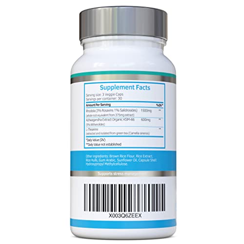 Rhodiola & Ashwagandha with L-Theanine - Award Winning Ashwagandha KSM-66 600mg swiss bioenergetics