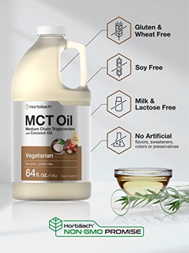 MCT Oil 64 oz | 100% Pure | Blends with Coffee, Tea, Juice and Liquids | Value Size Unflavo Horbäach