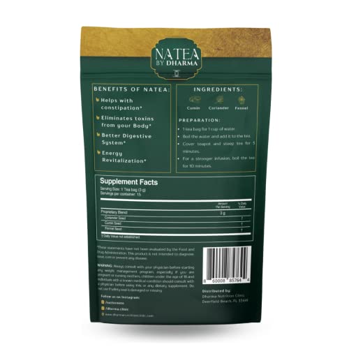 Dharma Nutrition Detox Tea 15 Day Natural Cleanse - Organic, Digestive Tea, CCF Tea