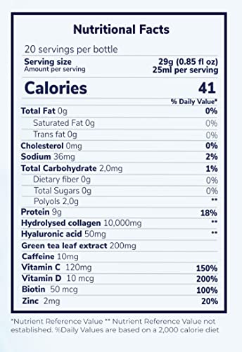 Reverse Life Marine Collagen + Green Tea Liquid Supplement Drink High-Strength 10,000mg Hydrolysed Reverse Life