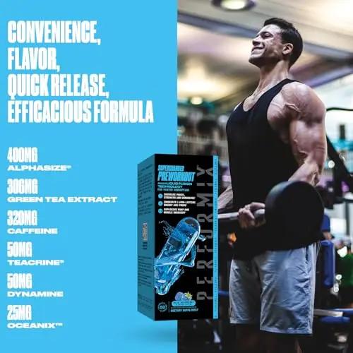 PERFORMIX Supercharged Preworkout - Sustained Energy, Endurance, and Mental Focus - Premium Muscle Supporting Oceanix and Alpha GPC for Hardcore Traning and Body Building (60 Capsules)
