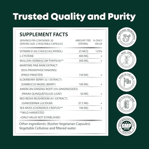 VitalWise Fresh Lungs Lung Detox and Cleanse Supplement with Mullein Leaf Extract VitalWise