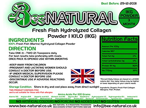 Bee-natural Marine Life (Fish) Hydrolyzed Collagen Powder 1KG Type 1 Bee-natural