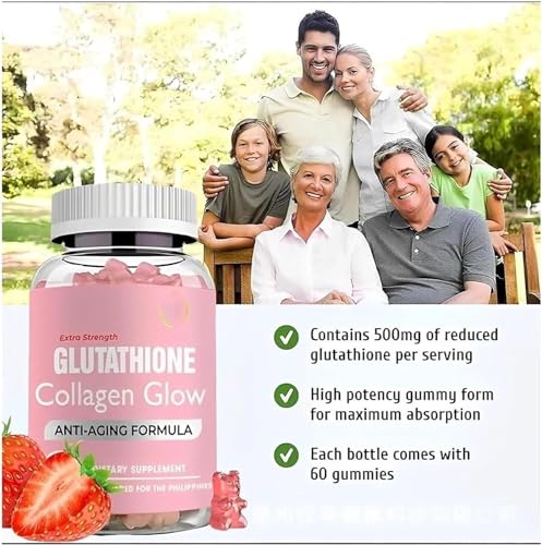 Glutathione Collagen Gummies,Glutathione Collagen Glow Gummies for Dark Spot,60 Pieces NNOVAT