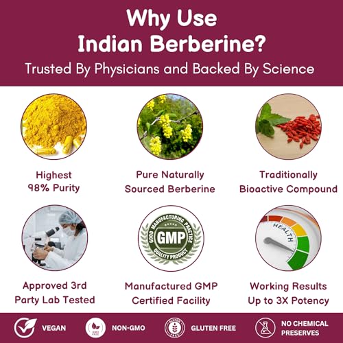 SHRISHA HERBAL Indian Berberine 1500mg - Berberine HCl 500mg Per Capsule - Support SHRISHA HERBAL