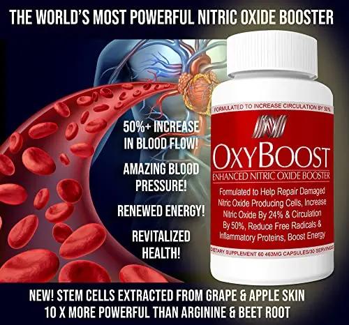 OxyBoost with ViNitrox - Nitric Oxide Supplement for Blood Pressure Support, Heart Health, Energy Boost, Circulation, and More (3 Bottles - 90 Servings)