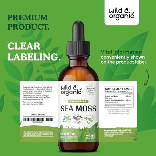 Sea Moss - Organic Sea Moss Liquid Drops - Irish Sea Moss Supplement - Seamoss Wild & Organic