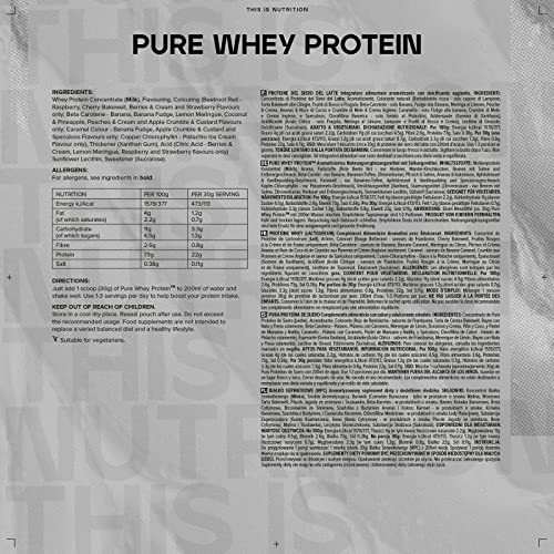 Bulk Pure Whey Protein Powder Shake, Berries and Cream, 1 kg, Packaging May Vary Bulk