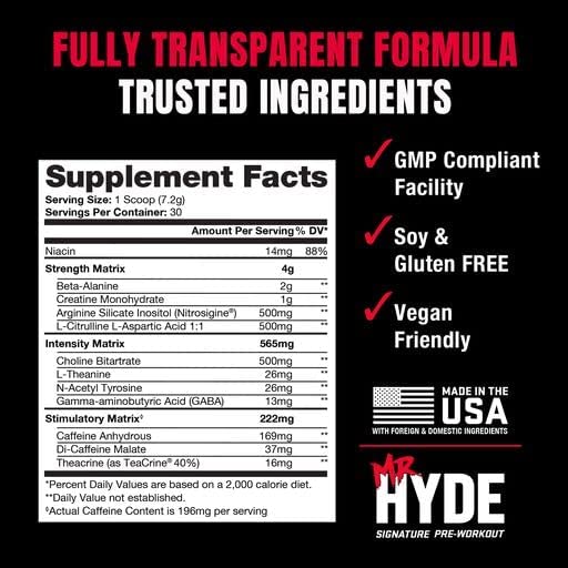 PROSUPPS Mr. Hyde Signature Pre Workout with Creatine, Beta Alanine, TeaCrine PROSUPPS