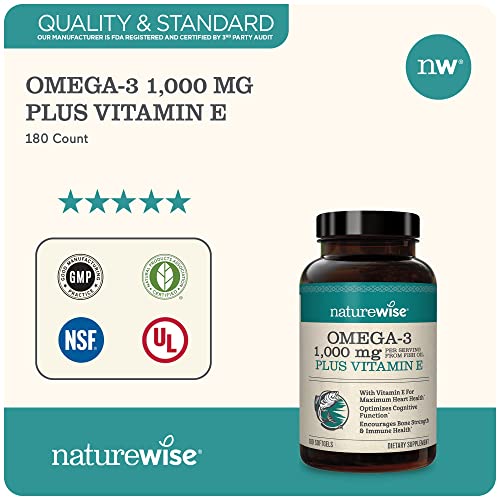 NatureWise High-Potency 1000mg Omega 3 with 600mg EPA, 400mg DHA, & Vitamin E NatureWise