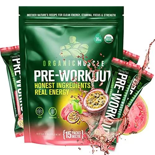 Organic Muscle Superfood Pre Workout Powder for Men & Women, Passionfruit Guava