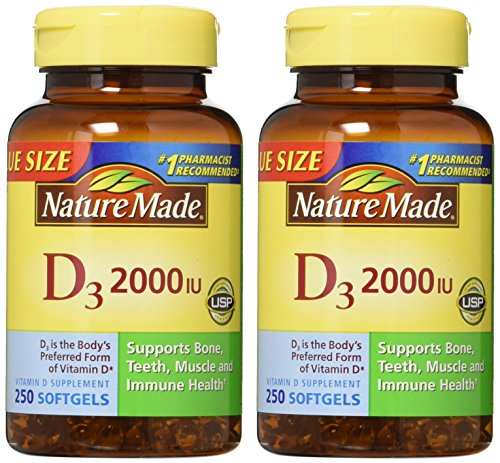 Nature Made, Vitamin D3 2,000 I.U. Liquid Softgels, 250-Count (Pack of 2) Nature Made