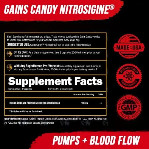 ALPHA LION Gains Candy, Supplement Pills for Muscle Pump & Blood Flow, Nitric Oxide ALPHA LION