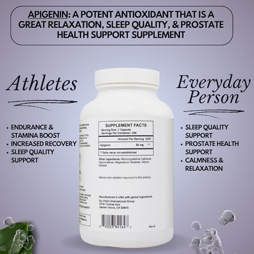 PRISTINE'S Apigenin Relaxation & Sleep Supplement Support - 50mg 300 Day Supply PRISTINE'S