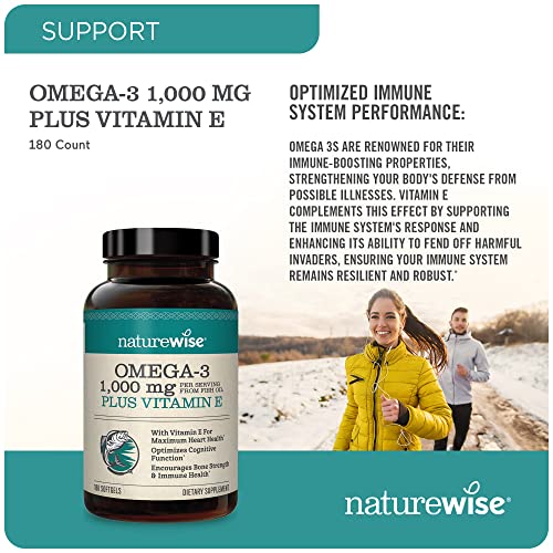 NatureWise High-Potency 1000mg Omega 3 with 600mg EPA, 400mg DHA, & Vitamin E NatureWise