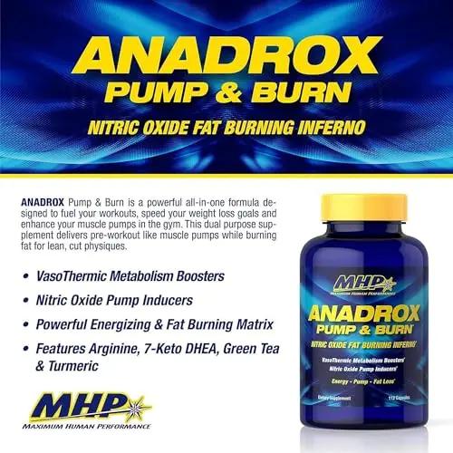 MHP Anadrox Pump & Burn, Nitric Oxide Fat Burning Inferno, 112 capsules Maximum Human Performance