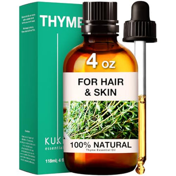 Kukka Thyme Essential Oil for Hair Thyme Oil for Skin - 100% Natural Thyme Essential Oil for Diffuser (4 Fl Oz)