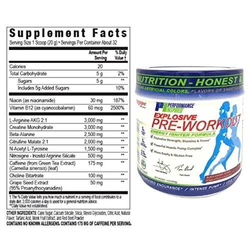PERFORMANCE INSPIRED Nutrition Pre-Workout Powder - Contains Citrulline - Nitrosigine - Green Tea - All Natural - 1.49 lb - Black Cherry