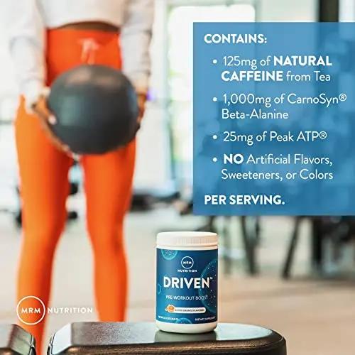 MRM Nutrition Driven Pre-Workout Powder | Strawberry Kiwi Flavored | 125mg Caffeine MRM