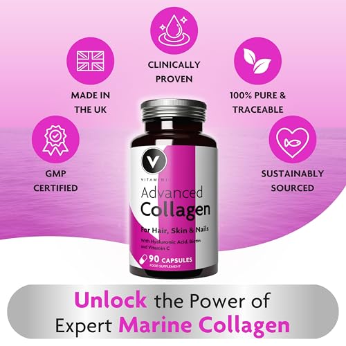 Premium Collagen Supplements for Women - High Strength Marine Collagen with Hyaluronic Acid, Biotin, Vitamin C & E V Vitamini