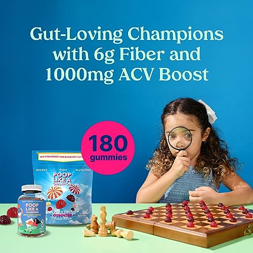 Poop Like a Champion Super Fiber Gummies 6g Fiber - Apple Cider Vinegar & Berries 2 Flavors Poop Like a Champion