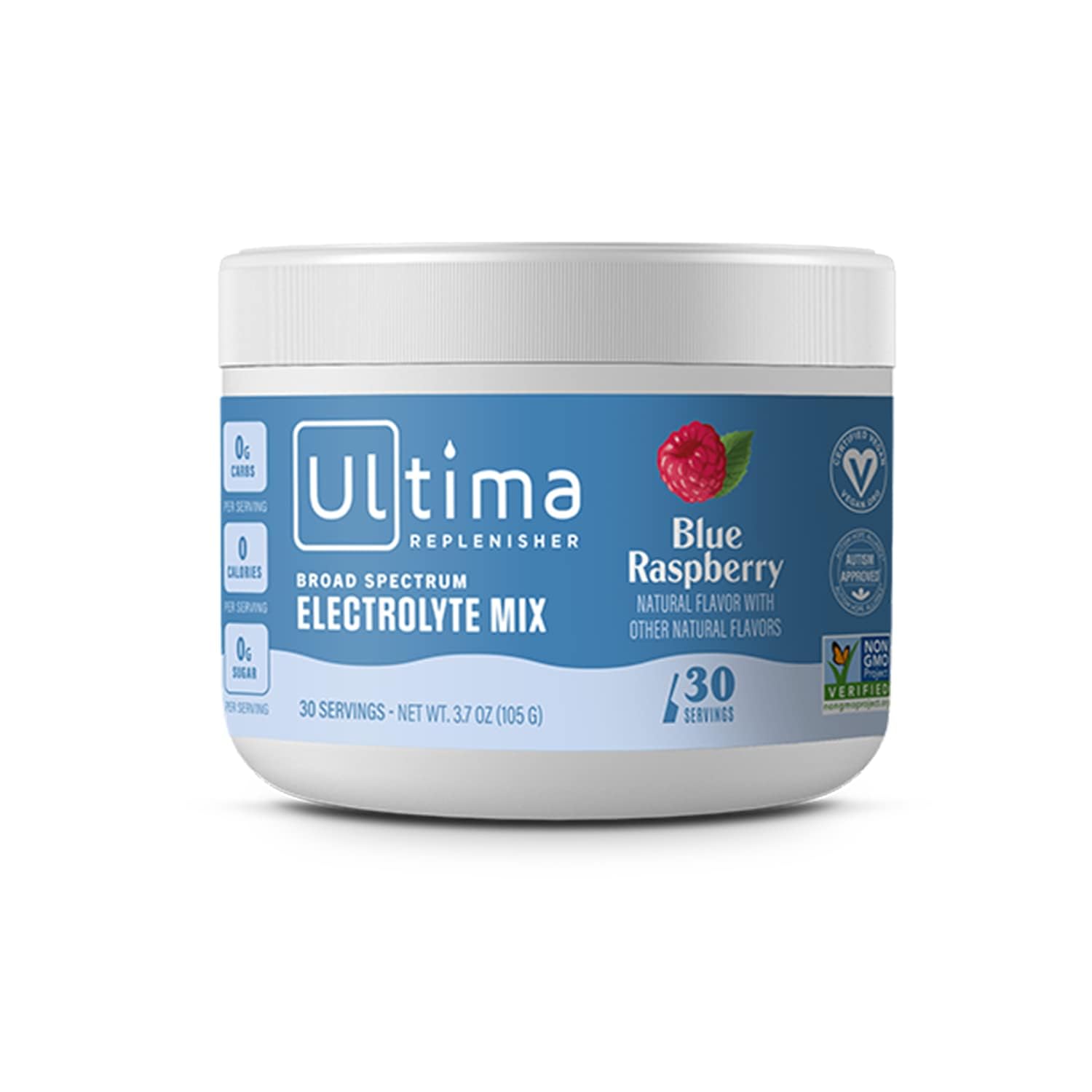 Ultima Replenisher Daily Electrolyte Drink Mix – Blue Raspberry, 30 Servings – Hydration