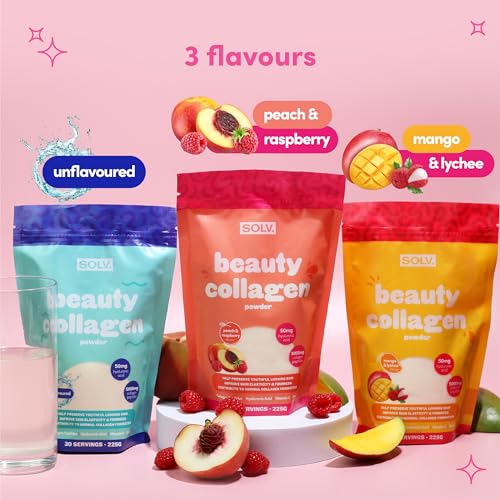 SOLV Premium 5000mg Pure (Type 1) Marine Collagen Peptides 50mg Hyaluronic Acid, Vit C, Biotin, Vitamin A SOLV