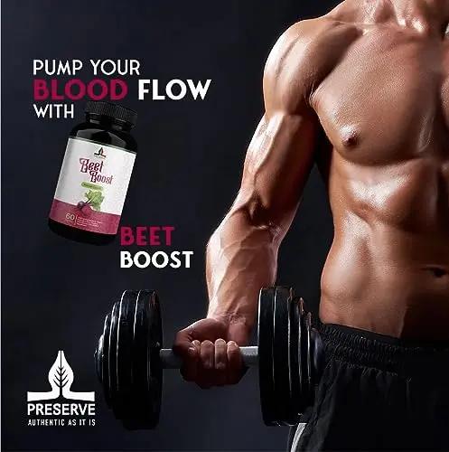 PRESERVE Organic Beetroot casules 16,000mg Per Serving, Natural Monthly Supplement 60 Capsules USDA Certified Non GMO Nitric Oxide Sugar Free Natural Pre-Workout Beet Boost