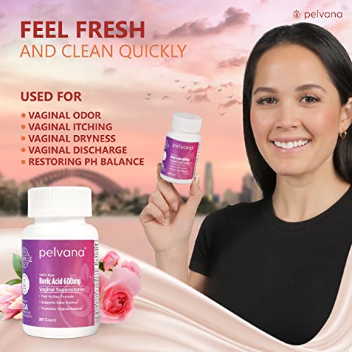 Pelvana Boric Acid Suppositories 30 + 30 Applicators + 100 pH Test Strips = 160 Piece Pelvana