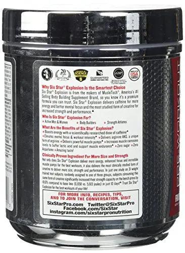 Six Star Pre-Workout Explosion, Fruit Punch, 0.45 Pound