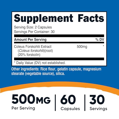 Nutricost Coleus Forskohlii 500mg, 60 Capsules - Maximum Strength Formula Nutricost