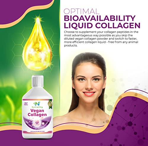 Nutrality Vegan Liquid Collagen | Premium-Grade 5000mg Hydrolyzed Collagen Peptides with Silica, Biotin Nutrality