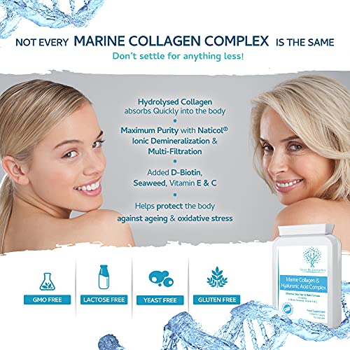 Marine Collagen & Hyaluronic Acid Complex - 60 Capsules - 500mg of Highly Bioavailable Naticol® Hydrolysed Collagen swiss bioenergetics