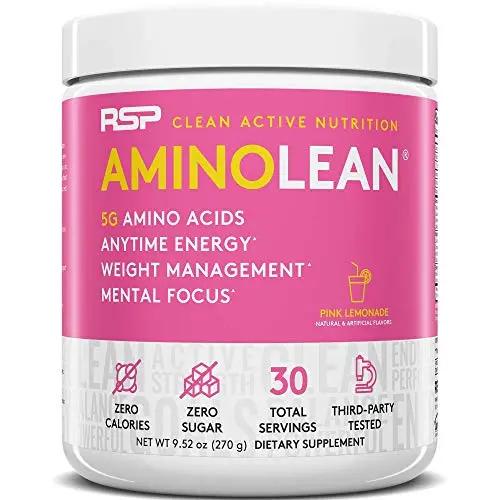 RSP NUTRITION AminoLean Pre Workout Energy (Pink Lemonade 30 Servings) with TrueFit Protein Powder (Chocolate 2 LB)