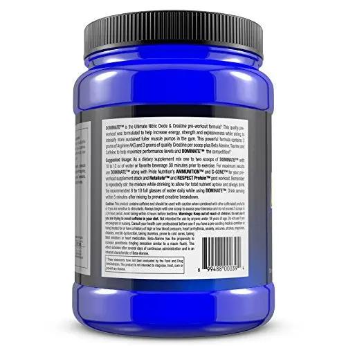 Pride Nutrition Dominate X Pre Workout Supplement - 500g Nitric Oxide & Creatine Pre-Workout Drink for Energy and Endurance - for Men and Women - 25 Servings (Fruit Punch)