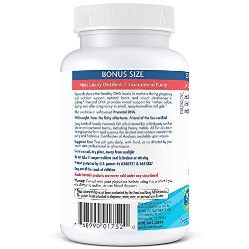 Nordic Naturals Prenatal DHA, Strawberry - 120 Soft Gels - 830 mg Omega-3 + 400 IU Vitamin D3