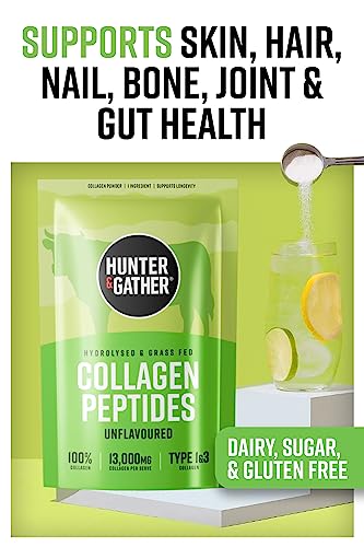 Hunter & Gather Bovine Collagen Powder 400g | Pure Unflavoured Premium Hydrolysed Bovine Collagen Peptides Powde Hunter & Gather