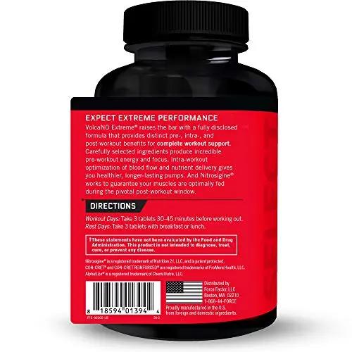 Force Factor Volcano Extreme Pre Workout Nitric Oxide Booster Supplement for Men Force Factor