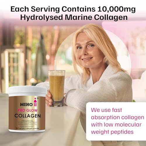 Meno II PRO Glow Marine Collagen Powder 10,000mg - High-Potency Supplements for Women Skin Hydration Meno II