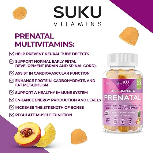 SUKU Vitamins - Complete Prenatal - Enriched with Calcium, Vitamin K2, Vitamin B12