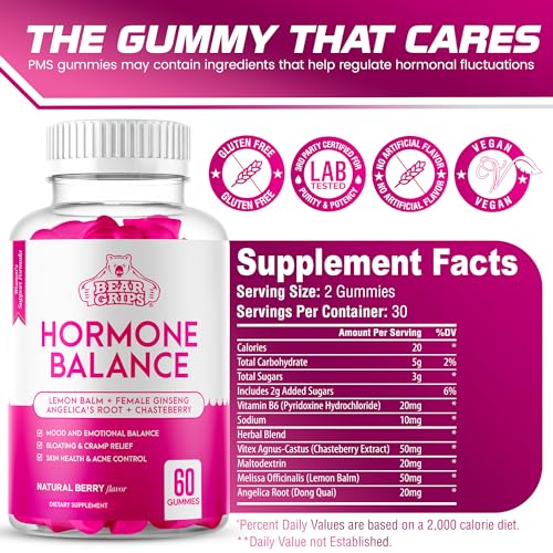 Hormone Balance for Women - PMS Relief Gummies and Bloating Relief for Women Bear Grips