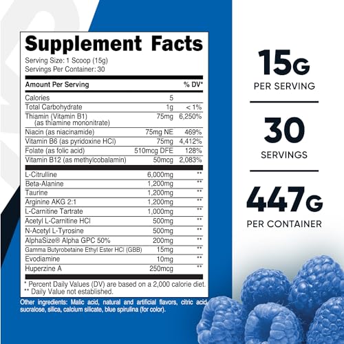Nutricost Stim-Free Pre-Workout, 30 Servings (Blue Raspberry) - Caffeine Free, Stimulant Nutricost
