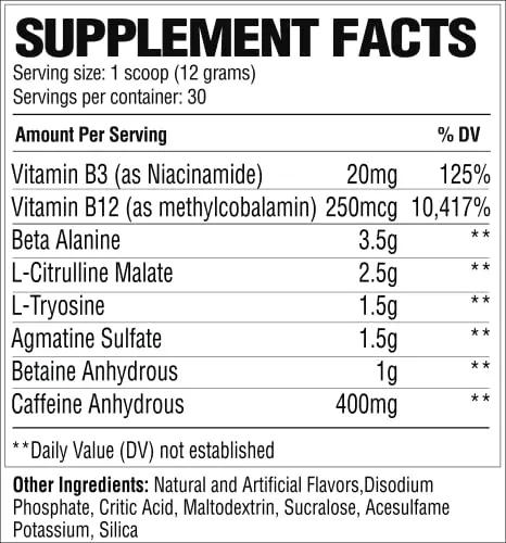 RAW Preworkout Extreme | High Stimulant Preworkout Powder Drink, Extreme Energy RAW
