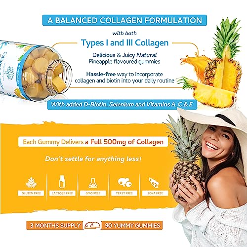 Collagen Complex - 90 Natural Pineapple Flavour Chewable Yummy Gummies swiss bioenergetics