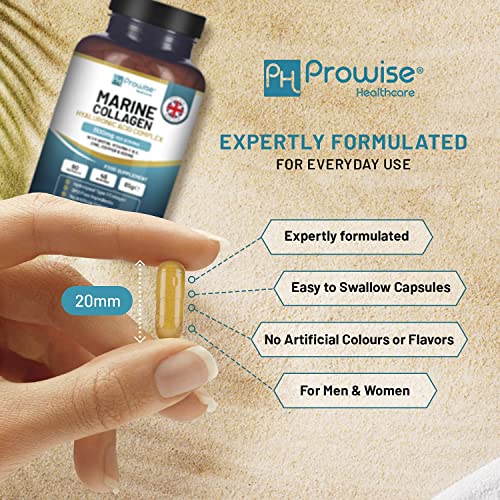 Marine Collagen with Hyaluronic Acid 1100mg | 90 Collagen Capsules High Strength for Women & Men PH PROWISE Healthcare