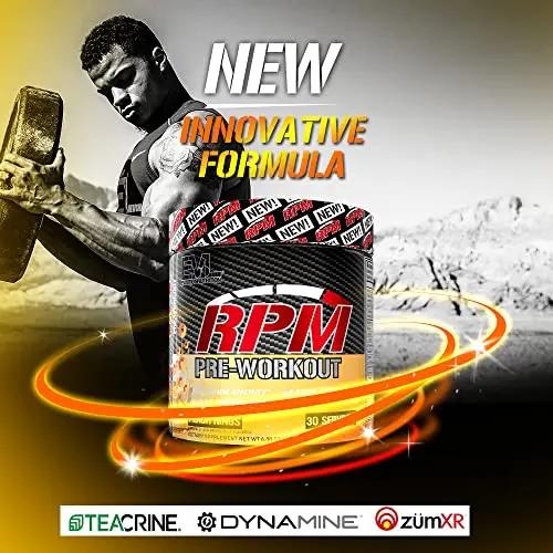Pre Workout Powder for Energy and Focus - EVL RPM Energy Pre Workout Energy Drink Powder with Betaine Alanine Caffeine and Theacrine - Preworkout Powder Drink for Amplified Performance (Peach Rings)