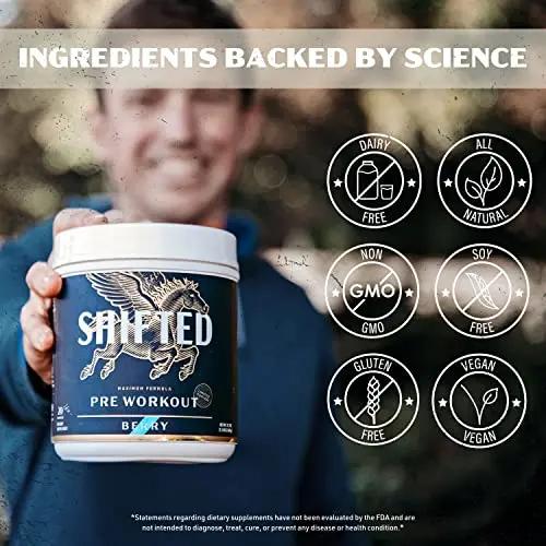 SHIFTED Maximum Pre Workout Powder, Energy & Focus Supplement with Creatine Monohydrate, Beta Alanine, Caffeine, Electrolytes, Pre-Workout Drink Mix, Muscle Pump/Growth Support, Berry, 20 Servings